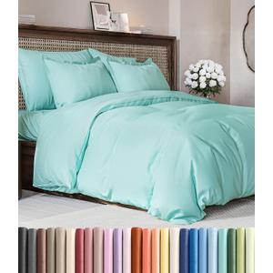 Duvet Cover King Size Set - Extra Soft King Duvet Cover 104" x 90" with 2 Pillow Shams - Hotel Luxury, Easy Care & Fade Free w/ Zipper Closures & Ties - All Season, Comfy, Cozy & Breathable (Spa Blue)