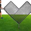7x7ft Baseball Softball L Screen for Pitching Practice, Portable Pitcher Safety Screen with Wheels, Steel Frame Protective Guard for Batting Cage Backyard Drills, Coaches, Youth Training