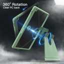 JETech Rotating Case for iPad 9/8/7 (10.2-Inch, 2021/2020/2019 Model, 9th/8th/7th Generation) with Pencil Holder, 360 Degree Rotation Stand Cover Clear Back, Auto Wake/Sleep (Matcha Green)