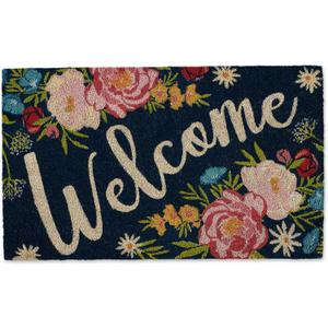 DII Natural Coir Doormat Outdoor Welcome Mat, 17x29, Roses