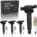 RANSOTO Ignition Coil Pack UF333 & Iridium Spark Plugs 7092 Compatible with 2001-2012 Scion tC xB Toyota Camry Corolla Highlander Matrix RAV4 Solara Lexus HS250h 2.4L Set of 4