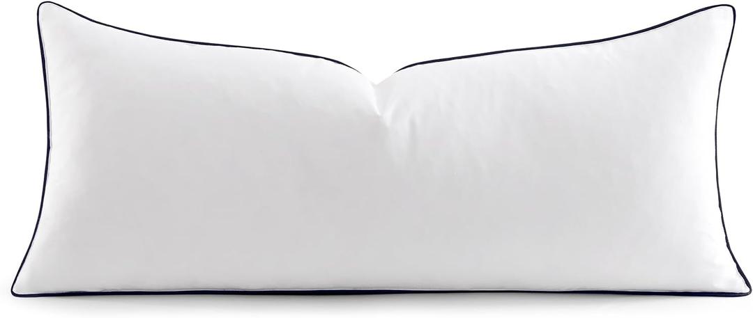 MIULEE Goose Feather Down 12x32Pillow Insert  with 100% Down-Proof Cotton Cover, Soft Fluffy Decorative Pillow for Sofa Bed Couch Living Room White