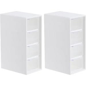 PATIKIL Cosmetic/Makeup Organizer Box, 2 Set Plastic Makeup with 4 Drawers Mini Desk Storage for Office Supplies Bathroom Counter or Dresser Bedroom, White