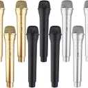 8 Pack Microphone Prop Play Plastic Toy Fake Microphone Simulate Speech Practice Fake Mic for Christmas Karaoke Fun Stage Costume Prop Birthday Party, 3 Color