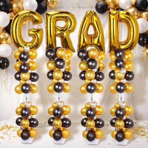 Hungdao Grad Balloons Column Stand Kit 243 Pcs Graduation Prom Decoration 2026 for Party Adjustable Balloon Tower Pillar for Congrats Grad Party Supplies