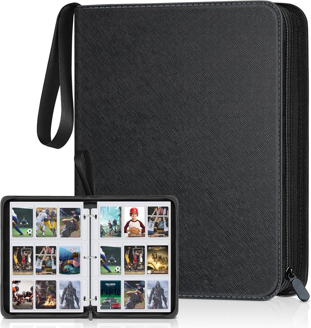 900 Pockets Card Binder, Trading Card 9 Pocket Durable Card Holder Album, Baseball Card Protectors for MTC,TCG, Game Cards, Sports Cards (Black)