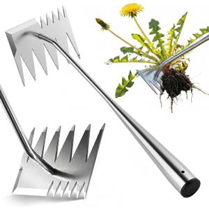 LOOHOI Weed Puller Tool, Heavy-Duty Stainless Steel Weeding Tool with Extendable Handle, Portable Garden Weed Removal Tool for Vegetable Gardening Backyard Farm Planting & Weeding