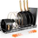 Pots and Pans Organizer Rack for Under Cabinet Expandable Pot Lid holders inside Organizer 10 Adjustable Divider Pan organizer 11.81''-22.85'' Pan lid organizer for cabinet Organizer for Bakeware (black)