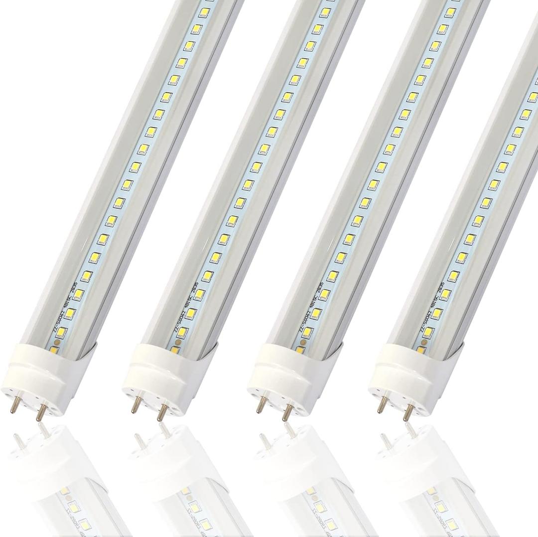 2FT T8 LED Tube Light,12W(30W Equivalent), 1560LM,Led Replacement F20T10 T20T12 Flourescent Tube,5000K, Dual Ended Power, Clear Cover(4-Pack) (4 Count (Pack of 1))