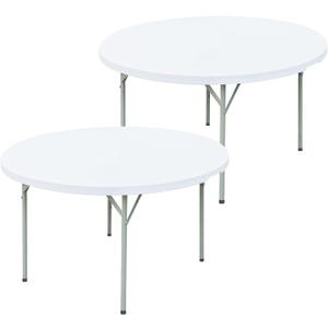 2 Pack Round Fitted Tablecloth 48 Inch Stretch Spandex Table Cover White Washable Table Cloth Elastic Table Topper for Indoor and Outdoor