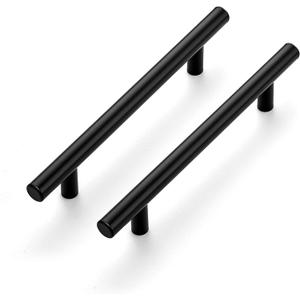 Ravinte 10 Pack 7.38'' Cabinet Pulls Flat Black Stainless Steel Kitchen Cupboard Handles Cabinet Handles 7.38''Length, 5'' Hole Center