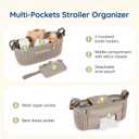 mommore Stroller Organizer with Insulated Cup Holders, Adjustable Stroller Caddy with Detachable Phone Bag, Stroller Accessories Fits for Uppababy, Doona, Jogger, Britax (Black)