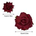 Topbuti Rose Hair Clip Flower Hairpin Rose Brooch Floral Clips, 4 Pcs Fabric Flowers Hair Clips Mexican Hair Flowers Pin up Headpieces for Woman Girl Wedding Party Mother's Day (Dark Red)