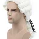 karlery Judge Colonial Wig Man Long Wave White Wig for Halloween Costume Cosplay Party
