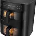 DualZone 4-in-1 Stacked Air Fryer - 11.6qt Capacity, with Sync Cook and Sync Finish - 4 Pre-Programmed Air Fry Settings, Black, XXL 11.6 Qts total capacity