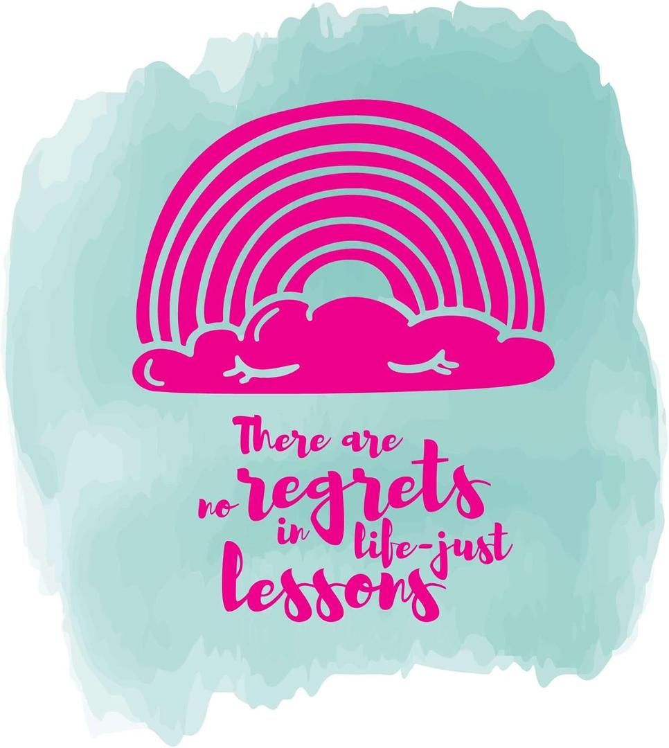 Children No Regrets in Life Just Lessons Happy Quote Wall Decal Decoration Beautiful Clouds Cute Rainbow Boho Design Lasts Years and Easily Removable - Size: 27 in(W) x 30 in(H)