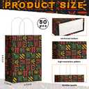 Gueevin 50 Pcs Happy Juneteenth Gift Bags Bulk with Handles Black History Month Treat Paper Bags Black Freedom Day Theme Favor Bags for Kwanzaa BHM African American Party Supplies