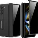 PUROOM for Samsung Galaxy Z Fold 5 Case with Privacy Screen Protector, New Magnetic Coverage Hinge Protective All-Inclusive & Built-in Adjustable Kickstand Shockproof Case (Black)