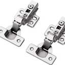 20pcs Inset Cabinet Hinge Frameless Concealed Door Hinges European Soft Closing Four-Hole Mounting Plate Hinges Nickel Plated Finish (10 Pairs)