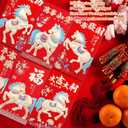 3 x Luxury Red Envelopes Chinese New Year Horse Envelope 2026 Lunar New Year Red Packet Spring Festival, Birthday Wedding Glitter Paper Strong Horse 36 Pcs