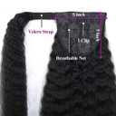 Straight Ponytail Human Hair Extensions Brazilian Wrap Around Ponytail for Black Women Unprocessed Remy Human Hair Pony Tail Clip In Extension Hairpiece 110g (Yaki Hair, 18inch)
