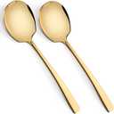 Large Serving Spoons Set Stainless Steel 12 Inch Serving Utensils for Buffet Catering Dishwasher Safe(2-pieces, Gold)