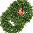 Wreaths 26" Boxwood Wreath for Front Door, Faux Round Boxwood Wreath, All Season Outdoor & Indoor Window, Porch Wall Decor. Day Farmhouse Wedding Home Greenery Decoration (2)
