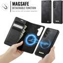 Wallet Case for Samsung Galaxy S25 Plus Compatible with Magsafe, 2-in-1 PU Leather Flip RFID Blocking Card Holder Stand Shockproof Magnetic Detachable Cover for Galaxy S25 Plus Case, Black