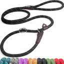 Fida Durable Slip Lead Dog Leash, 6 FT x 1/2" Heavy Duty Dog Loop Leashes, Comfortable Strong Rope Slip Leash for Large Medium Dogs, No Pull Pet Training Lead with Highly Reflective(1/2", Black) (Large(1/2"-6ft))