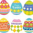 Geyee 48 Pieces Easter Eggs Placemats Spring Easter Disposable Paper Table Mats Eggs Shaped Party Supplies for Bunny Funny Dinner Dining Table Decoration 6 Styles