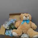 Sliner 33 Pcs Bear Centerpieces for Baby Shower Decorations Baby Shower Table Centerpieces with Bears Mason Jars Roses Bouquet Tags Burlap Rope for Gender Reveal Birthday Party Decoration(Blue)