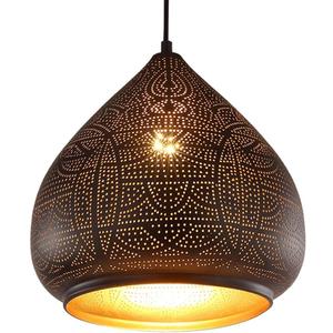 Moroccan Pendant Light Turkish Chandelier;Vintage Chandelier;Industrial Porous Arabic Ceiling Light Fixture Pendant Lighting for Kitchen Island Restaurant Hallway Foyer (Black)