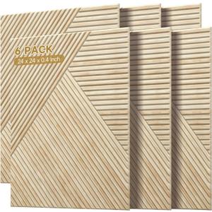 Acoustic Wall Panels,6 Pack,23.6"x23.6" Sound Panels,Rustic Oak
Peel and Stick Wall Panels,Decorative 3D UV Printing with Wood Print,High-Density 100% Polyester Fiber Soundproof Wall Panels