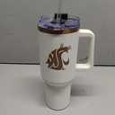 INDIGO FALLS Officially Licensed 40oz Laser Etch Rocky Tumbler with Handle (Logo, Washington State Cougars)