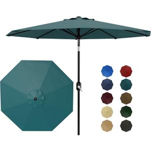 Garvee Patio Umbrella 9 ft, Table Umbrella Outdoor Patio UV Protection with Crank Lift & Push Button Tilt, 8 Sturdy Ribs for Yard, Deck, Pool - Turquoise