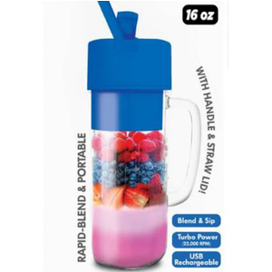 HY-IMPACT BETTER BLENDERS- PERSONAL WITH HANDLE AND STRAW - 16OZ. USB RECHARGEABLE