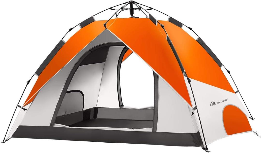MOON LENCE Pop Up Tent Family Camping Tent for 4 Person, Portable Instant/Automatic Tent Waterproof Windproof for Camping Hiking Mountaineering (Orange)