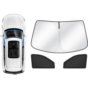 Karltys 3PCS Windshield Sun Shade for GMC Yukon 2021-2025, Reflective Front and Side Window Sunshade for Yukon, Foldable Sun Visor Protector Cover Blocks Heat UV Rays