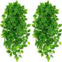 Artificial Hanging Plants, 2pcs Fake Pothos Vine Greenery for Wall Decor - Indoor Outdoor Home Living Room Hanging Decor, No Basket Included