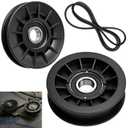 756-05024 V Idler Pulley & 756-05032 Flat Idler Pulley & 754-05027 (1/2" X 91") Tractor Drive Belt Compatible with Cub Cadet Mtd Gt50 Gt54 Lt42 Gt Xt1 Xt2 Zt1 Zt2