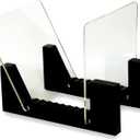 VK Royal Vinyl Records Storage Holder Display Stand 7' Holds Up to 25 LP's Wood Stand, Rubber Grip Pad and Clear Acrylic Ends Vinyl Record Storage (Black)