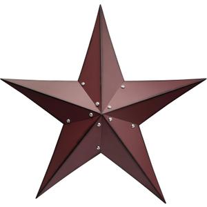 Qobumy 24" Rustic Metal Large Barn Star Wall Decor-Handmade Red Barn Stars Indoor or Outdoor Decoration,Star for Outside Texas Stars Art Vintage Western Country Home Farmhouse Wall art Dcor.
