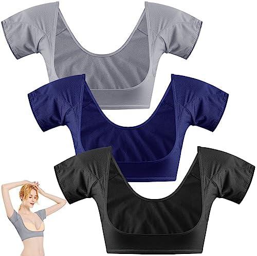 Zhanmai 3 Pcs Underarm Sweat Vest Armpit Sweat Proof Pads for Under Armpits Underarm Proof Pads for Women(X-Large, Black, Navy Blue, Dark Gray)