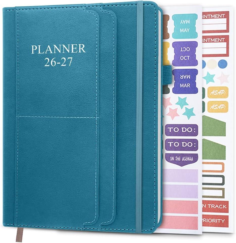 2026-2027 Planner - Weekly & Monthly Planner Runs from January 2026 to June 2027, 5.8" x 8.25", 18 Month Planners, 14 Notes Pages, Inner Pocket, PU Leather Hard Cover, Teal Monthly Planners 2026-2027