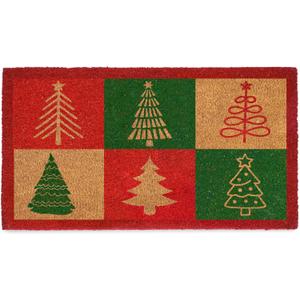MAINEVENT Christmas Tree Doormat 30x17 Inch, Christmas Tree Door Mat for Covered Outdoor Area, Christmas Outdoor Welcome Mat, Xmas Front Porch Decor, Winter Doormat Coir