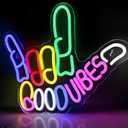 Good Vibes Neon Sign, Dimmable Good Vibes Only Neon Signs Light with ON/OFF Switch, USB Powered Neon Signs for Wall Decor, Colorful Light Up LED signs for Bedroom Game Room Party Club Decor (Rock & Roll)