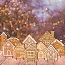 9Pcs Christmas Gingerbread House Tabletop Decorations Wooden Gingerbread Village Houses Table Centerpiece for Winter Holiday Home Office Coffee Bar Mantel Tabletop