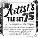 Artist's Tile Set: White Thick 210 lb Paper, 17pt, 4x4 inches. Pack of 75 Square Sheets. Heavyweight Paper for tangles, Patterns, Mandalas and Miniature Drawings. Blank Index Flash Note Cards