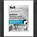 Americanflat 9x11 Picture Frame with Shatter-Resistant Glass - Use as 6x8 Frame with Mat or Display 9x11 Photo Without Mat - Hudson Collection - Wide Picture Frames for Tabletop and Wall - Black