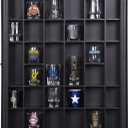 Gallery Solutions - Black Wall-Mounted - Curio & Shot Glass Display Case - 17"x26" Glass Door - Bar Accessories - Collectible - Miniature Glassware - Bar Accessories